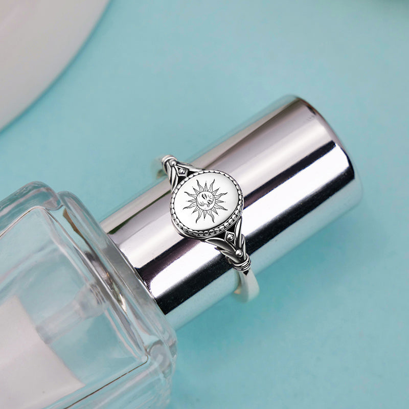 Sterling Silver Sun & Moon Nature Ring