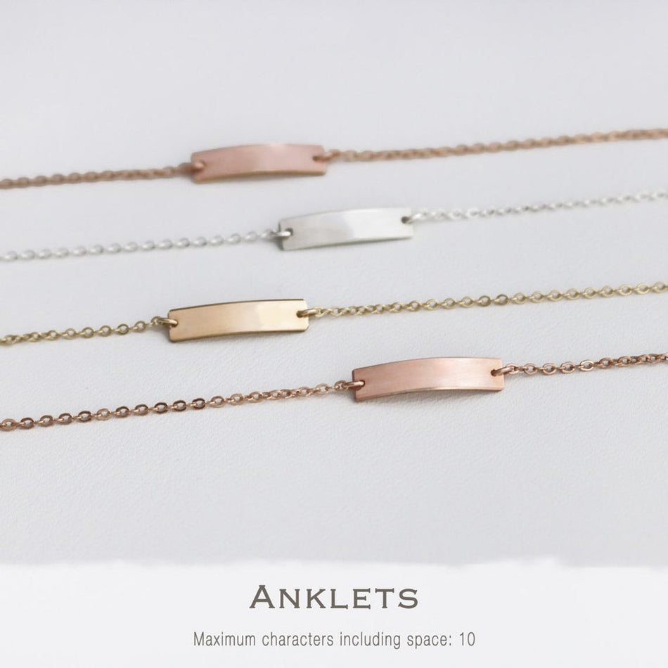 Sterling Silver Personalized Engraved Single Layer Anklet