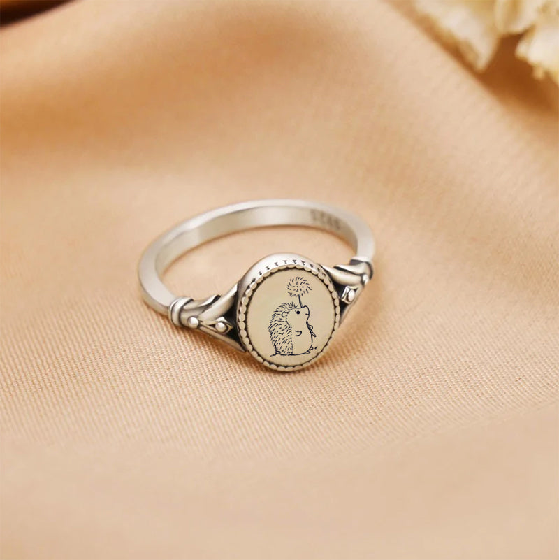 Sterling Silver Hedgehog Animal Ring