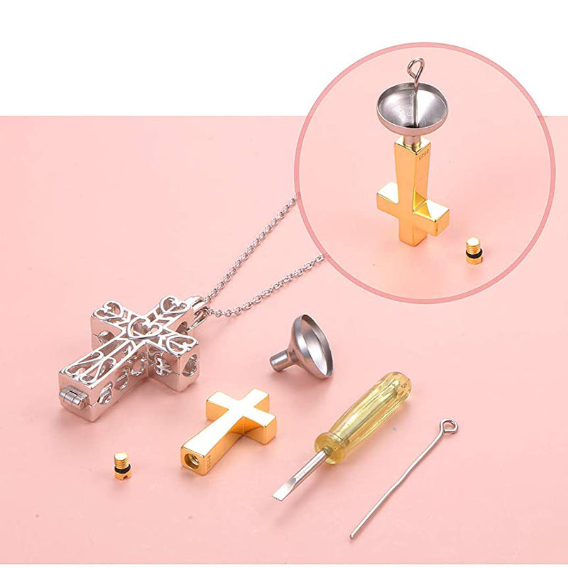 Sterling Silver TearDangle Love Heart Angel Wing Cylinder Cross Urn Necklace for Ashes