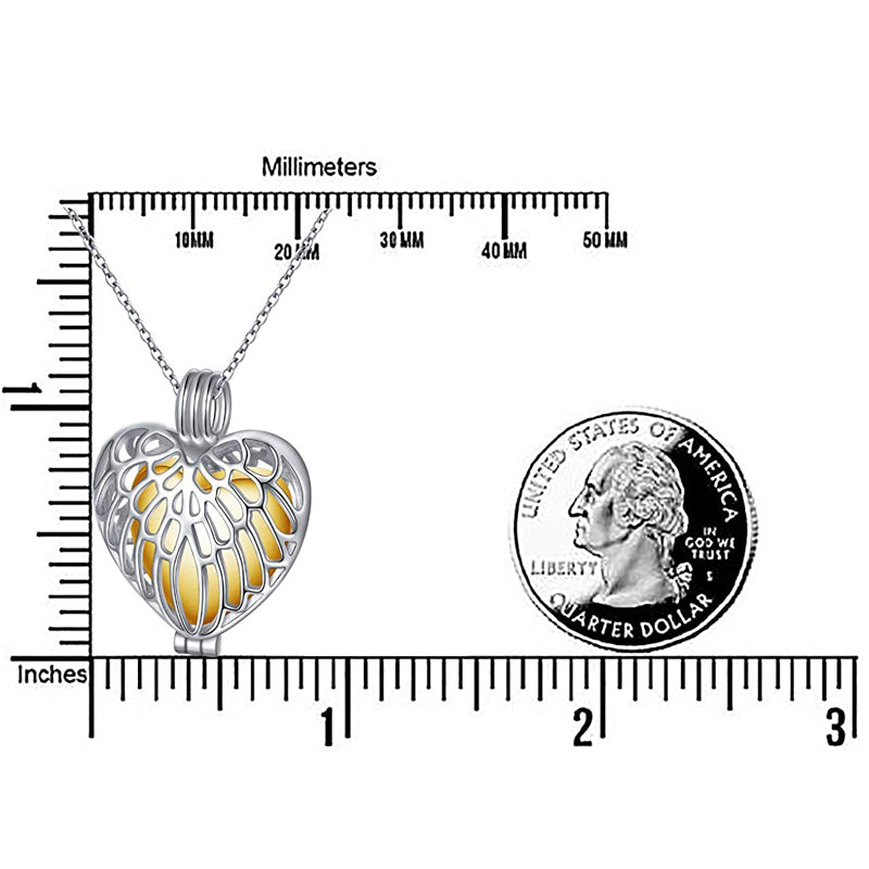 Sterling Silver TearDangle Love Heart Angel Wing Cylinder Cross Urn Necklace for Ashes