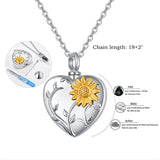 Sterling Silver Sunflower Heart Urn Necklace for Ashes