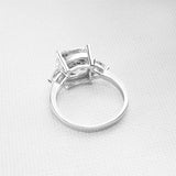 Sterling Silver 10K 14K Gold 5.5 Carats Cushion Cut 5A Cubic Zirconia CZ 3 Stone Engagement Wedding Ring