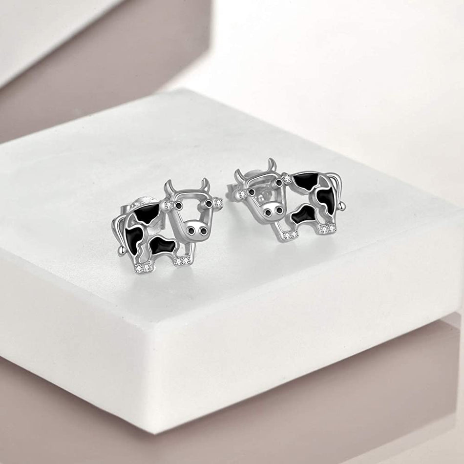 Sterling Silver Cow Stud Earrings
