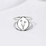 Sterling Silver Personalized Birth Flower Ring