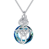 12 Birth Month Flower Cremation Jewelry for Ashes Celtic Knot Heart Ashes Memorial Keepsake Urn Necklace Circle Crystal