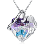 Sterling Silver Crystal Birthstone Daughter Heart Pendant Necklace