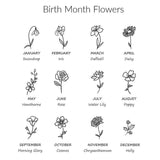 Sterling Silver Square Personalized Birth Flower Ring