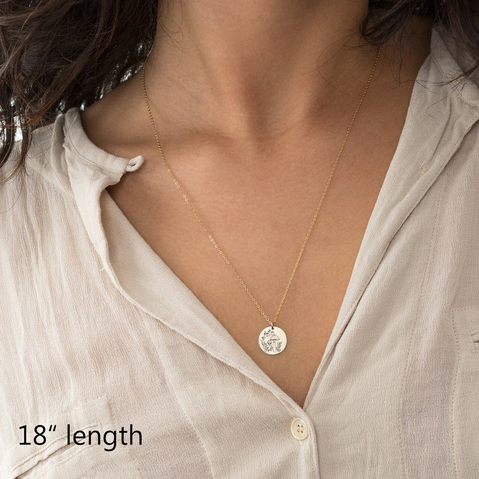 Sterling Silver Mushroom Pendant Necklace