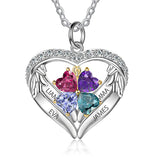 Sterling Silver Personalized Birthstone & Name Heart Shaped Pendant Necklace