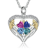 Sterling Silver Personalized Birthstone & Name Heart Shaped Pendant Necklace
