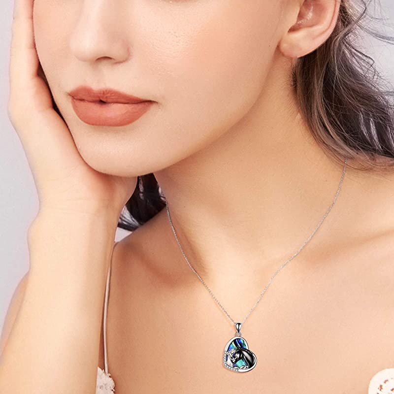 Sterling Silver Girls Embrace Horse Pendant Necklace