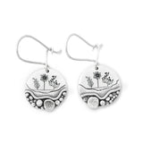Sterling Silver Trail Mini Forest Pebble Wildflower Dangle Earrings