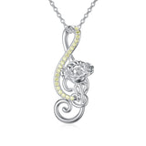 Sterling Silver Birthstone Music Note & Birth Flower Pendant Necklace