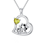 Sterling Silver Mother Daughter Cow Pendant Necklace