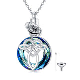 12 Birth Month Flower Cremation Jewelry for Ashes Celtic Knot Heart Ashes Memorial Keepsake Urn Necklace Circle Crystal