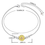 Sterling Silver Sunflower Single Layer Anklet