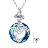 12 Birth Month Flower Cremation Jewelry for Ashes Celtic Knot Heart Ashes Memorial Keepsake Urn Necklace Circle Crystal