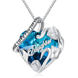 Sterling Silver Crystal Birthstone Daughter Heart Pendant Necklace