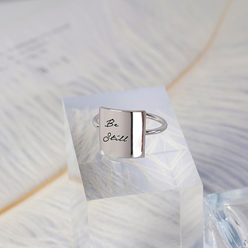 Sterling Silver Inspirational Ring Engraved with Faith over Fear