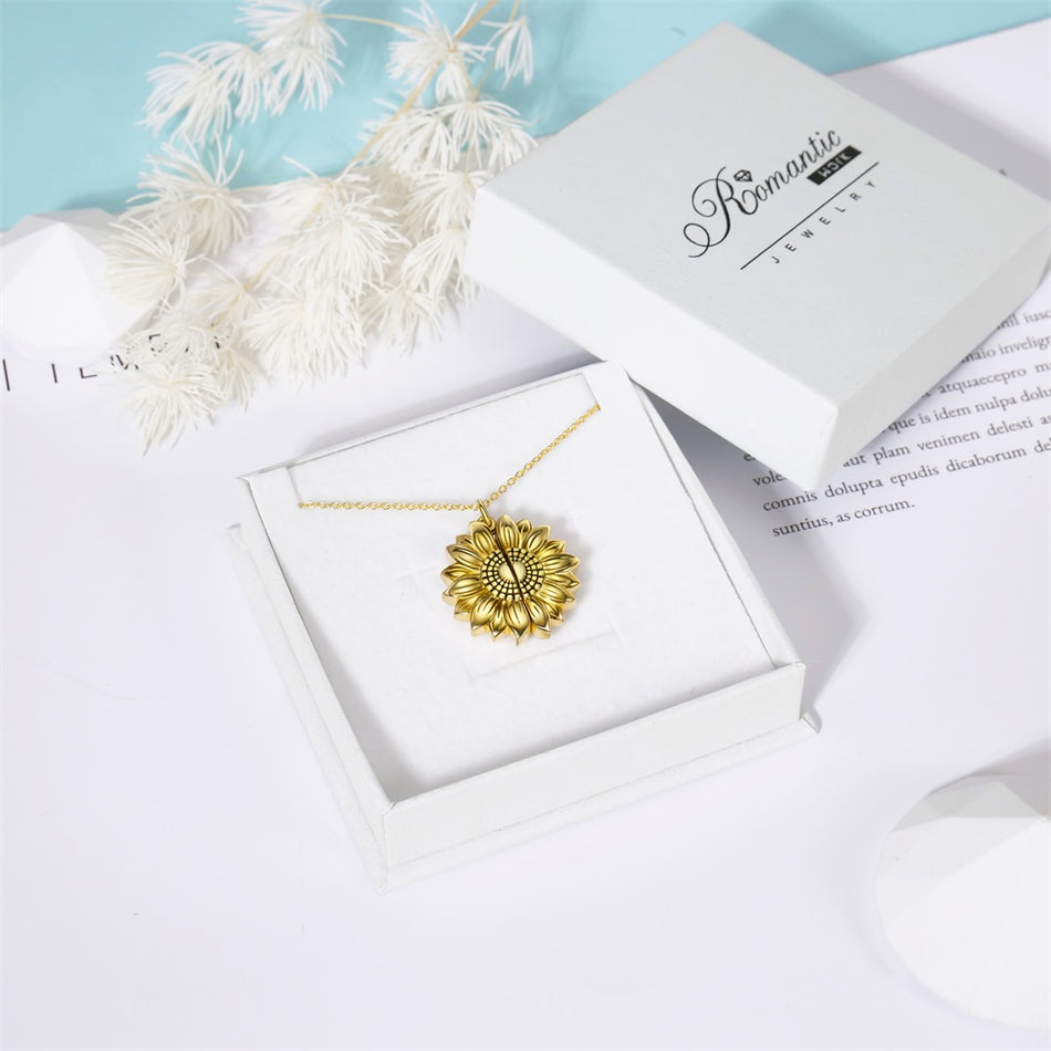 Sterling Silver Personalized Photo Sunflower Necklace