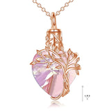 Sterling Silver Crystal Heart Tree of Life Urn Necklace for Ashes