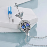 Sterling Silver Tree of Life Urn Necklaces Abalone Opal Shell Cremation Jewelry for Ashes