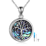 Sterling Silver Tree of Life Urn Necklaces Abalone Opal Shell Cremation Jewelry for Ashes