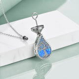 Sterling Silver Tree of Life Urn Necklaces Abalone Opal Shell Cremation Jewelry for Ashes