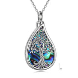 Sterling Silver Tree of Life Urn Necklaces Abalone Opal Shell Cremation Jewelry for Ashes