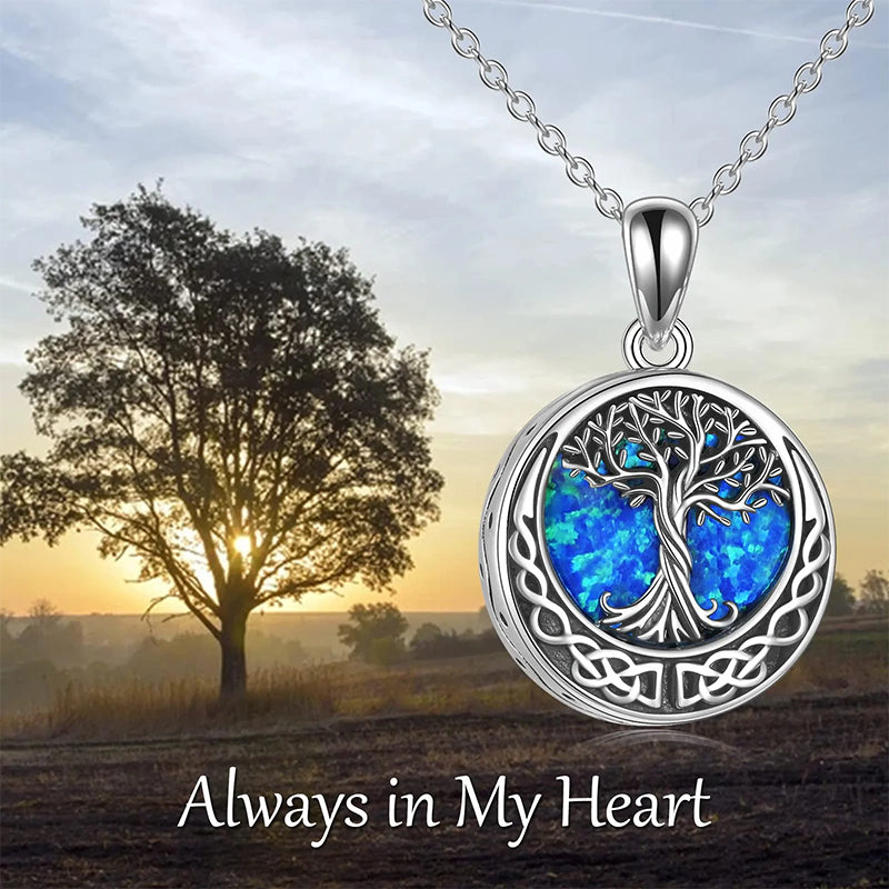Sterling Silver Tree of Life Urn Necklaces Abalone Opal Shell Cremation Jewelry for Ashes