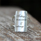 Sterling Silver Inspirational Ring Personalized Ring Motivation Ring Quote Ring