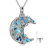 Sterling Silver Tree of Life Urn Necklaces Abalone Opal Shell Cremation Jewelry for Ashes
