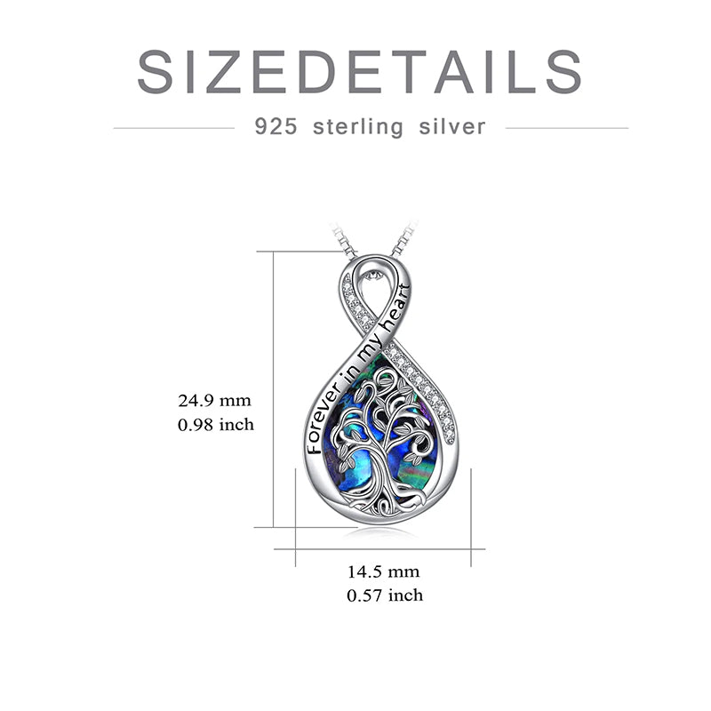 Sterling Silver Tree of Life Urn Necklaces Abalone Opal Shell Cremation Jewelry for Ashes