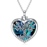 Sterling Silver Tree of Life Urn Necklaces Abalone Opal Shell Cremation Jewelry for Ashes