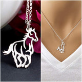 Horse Necklace, sterling silver, for women, for girls, charm, horse jewelry, birthday gift, silhouette, charm necklace, gifts, lover gift Animal Necklace enjoy life creative horse necklace