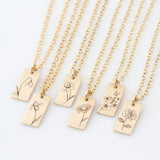Sterling Silver Personalized Birth Month Flower Pendant Necklace