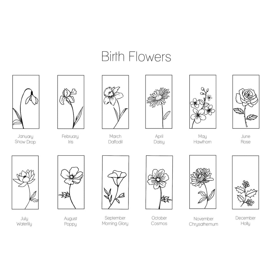 Sterling Silver Personalized Birth Month Flower Pendant Necklace