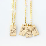 Sterling Silver Personalized Birth Month Flower Pendant Necklace