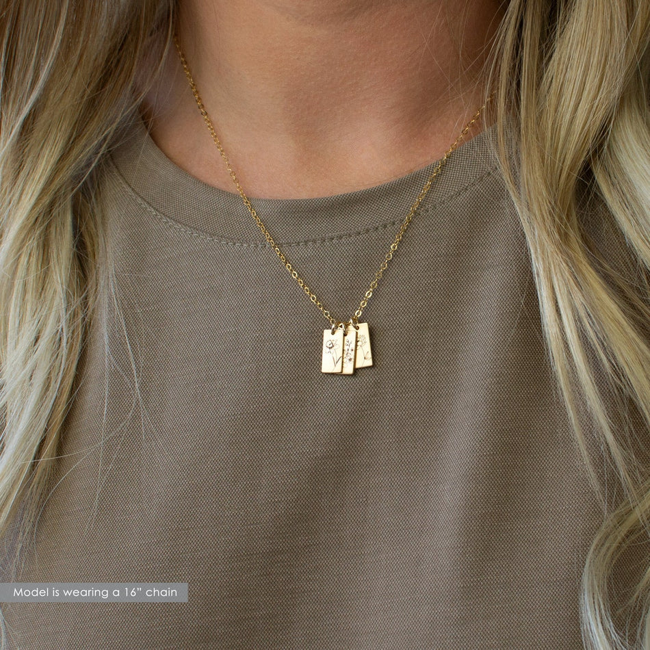 Sterling Silver Personalized Birth Month Flower Pendant Necklace