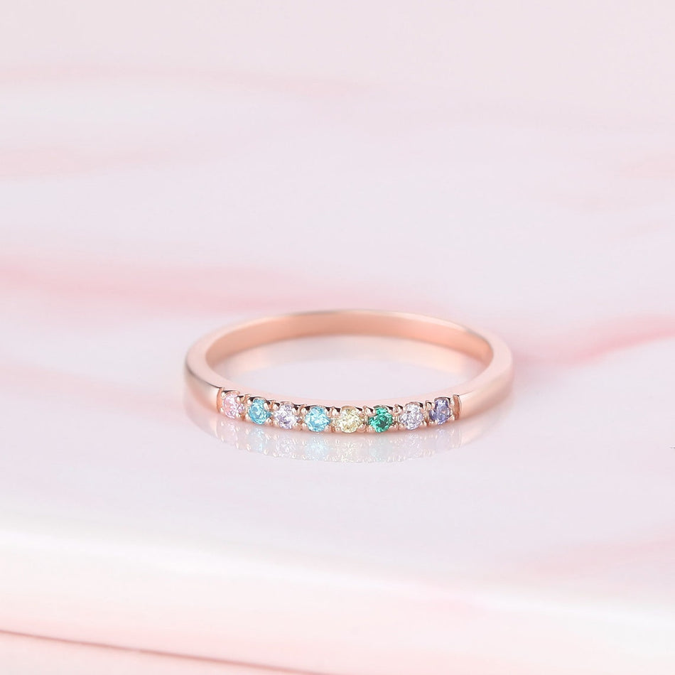 Sterling Silver Personalized Birthstone Ring