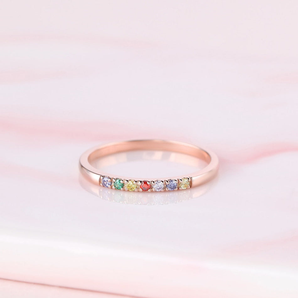 Sterling Silver Personalized Birthstone Ring