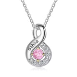 Sterling Silver Personalized Name Birthstone Pendant Necklace