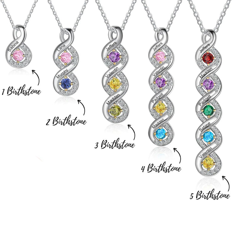 Sterling Silver Personalized Name Birthstone Pendant Necklace