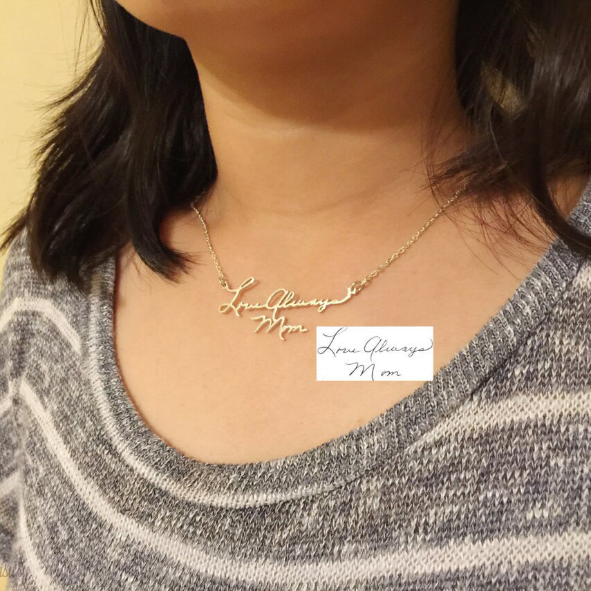 Sterling Silver Personalized Handwriting Pendant Necklace