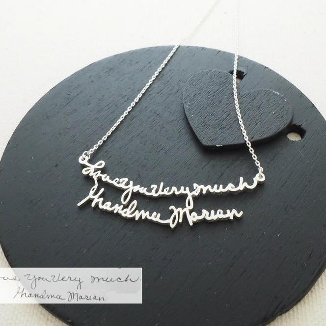 Sterling Silver Personalized Handwriting Pendant Necklace