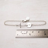 Sterling Silver Sideways Cross Personalized Initial Bracelet