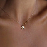 14K Gold Pearl SeaShell Pendant Necklace