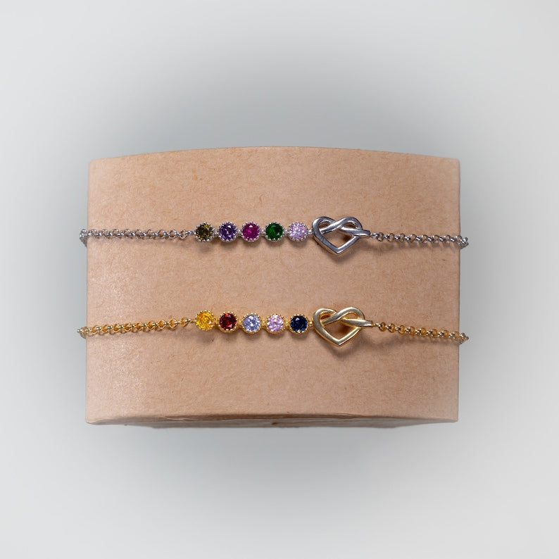 Sterling Silver Personalized Family Birthstone Bracelet