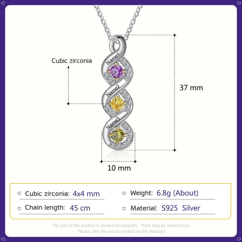 Sterling Silver Personalized Name Birthstone Pendant Necklace